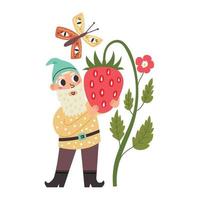 Little Gnome Hugs Strawberry vector
