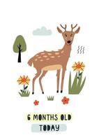 Baby milestone card six months old today vector