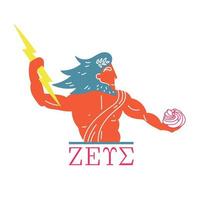 The mighty god Zeus with a lightning in his hand praises the marshmallow vector