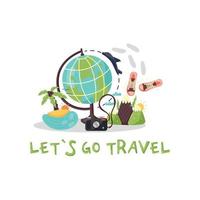 Banner let's go travel around the world vector