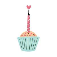 Cupcake with a heart candle vector