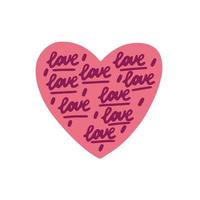 Pink heart with love lettering vector