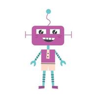 Purple alien robot character vector