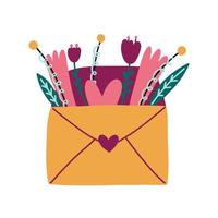 Envelope letter with flowers heart vector