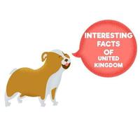 Datos interesantes del símbolo del bulldog animal del Reino Unido. destinos turisticos en reino unido vector