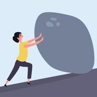 The guy makes every effort to move the heavy stone to the top. Metaphor a lot of willpower. Fight with yourself. Overcome obstacles. Internal self-examination vector