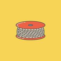 Coil of wire, thread, alloy, rope in a coil. Outline drawing. Flat style vector