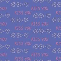 Seamless Pattern Lettering Kiss You vector