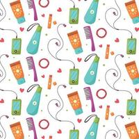 Summer items pattern sunscreen player comb gum vector