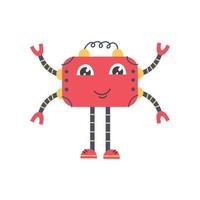 Red cute robot character vector