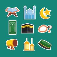 Ramadhan Islamic Stickers Collection Set vector