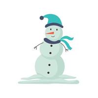 Funny snowman hat scarf vector