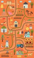 Autumn vertical rustic farm map vector