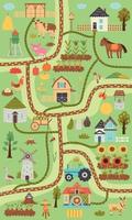 Summer vertical rustic farm map vector