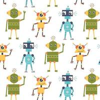Seamless pattern with alien robots vector