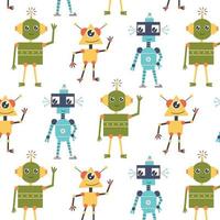 Seamless pattern with alien robots vector