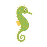Funny green-yellow seahorse vector