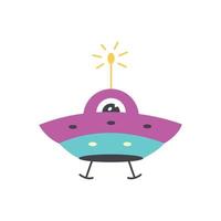Alien saucer doodle vector