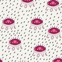 Seamless Pattern Eye Heart Love vector