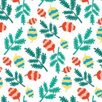 Christmas New Year pattern of coniferous branches of cones. Festive background vector