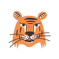 Orange and black tiger head with a grin vector