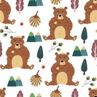 Seamless children pattern mountain bear