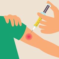 Flu shot. Syringe in the hands. Injection vector