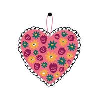 corazón rosa con flores vector