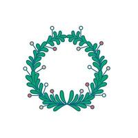 Christmas decoration for home and door. Christmas wreath of coniferous branches and garlands vector