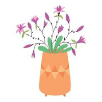 Vector vase with purple lily flowers