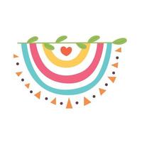 Inverted baby rainbow with triangles and leaves vector