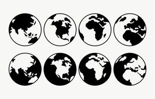 conjunto de iconos de globo con diferentes ángulos vector