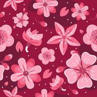patrón sin costuras de flor de cerezo de dibujos animados vector