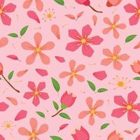 Pink Cherry Blossom Seamless Pattern vector