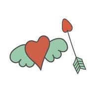 Heart with wings and arrow. vector