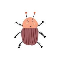 lindo escarabajo dibujado a mano vector