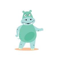 Cute hippo presenting with her hand vector