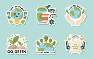 Earth Day Stickers Set vector