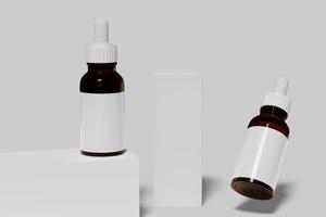 Amber glass dropper bottle with box mockup photo