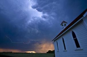 Storm Clouds over Saskatchewan country church photo