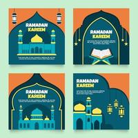 Ramadan Fasting Month Social Media Set vector