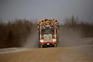 Approaching logging truck photo