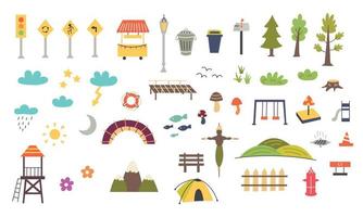 Set of decorative elements for children's map vector