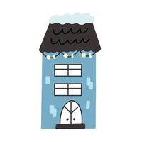 Christmas winter house blue vector