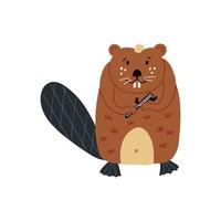 Cute Beaver hand drawn vector