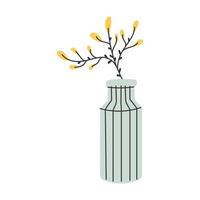 Ceramic modern vase with twigs vector