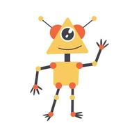 Yellow alien robot character vector