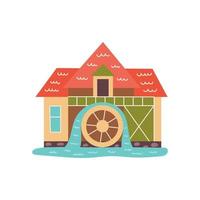 Water mill building vector