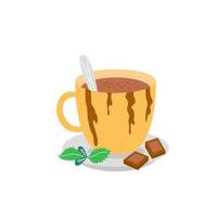 sabrosas bebidas navideñas. bebida de fiesta de navidad. chocolate caliente en una taza con menta. coctel caliente vector