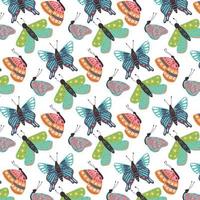 Seamless pattern of bright butterflies vector